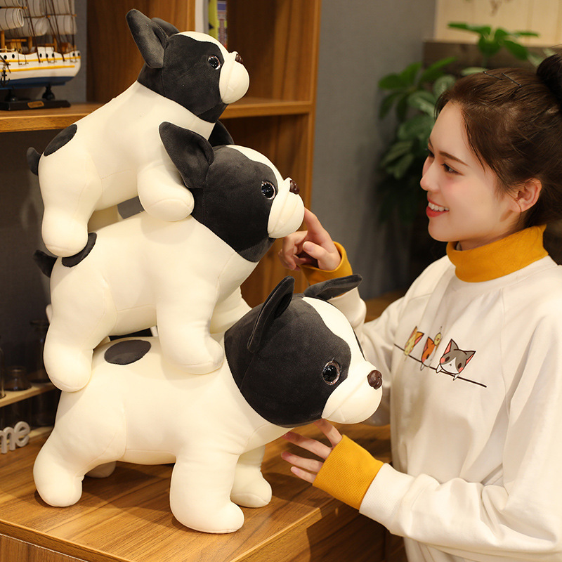Cute Simulation Dog Stuffed Animal Bulldog Action Figure Rag Doll Children's Birthday Present D24
