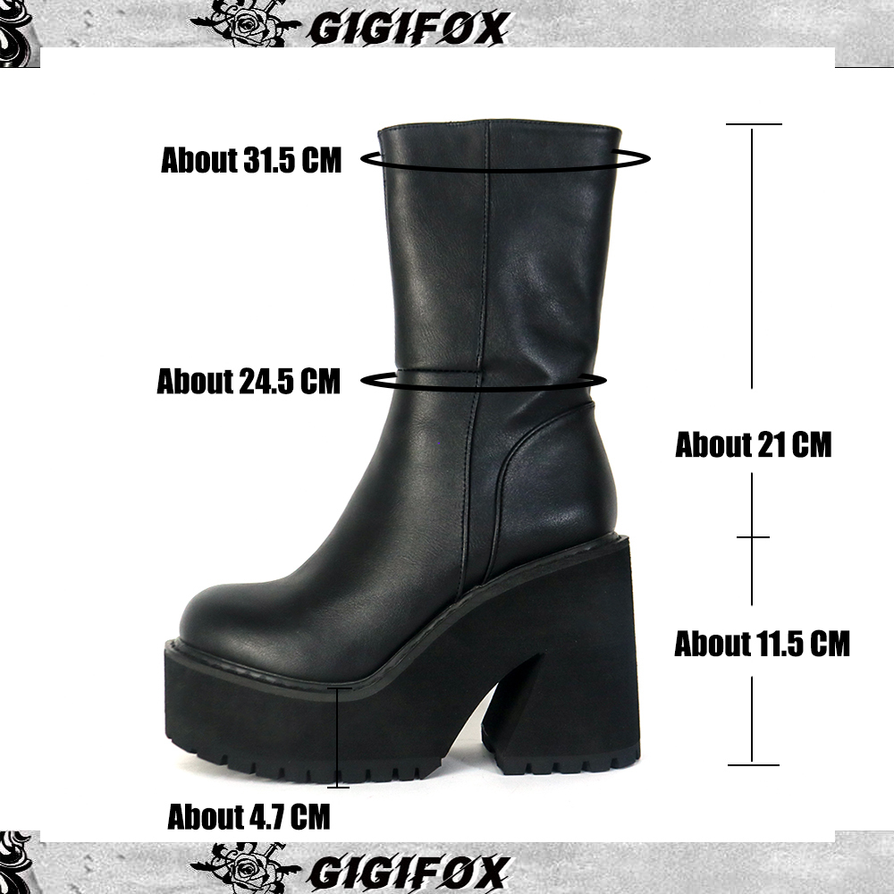 Stivali GIGIFOX Goth Platform Tacchi alti Zip Chunky Womens Boots Black Punk Thick Bottom Stivali da moto Cosplay Y2K Scarpe casual 221022