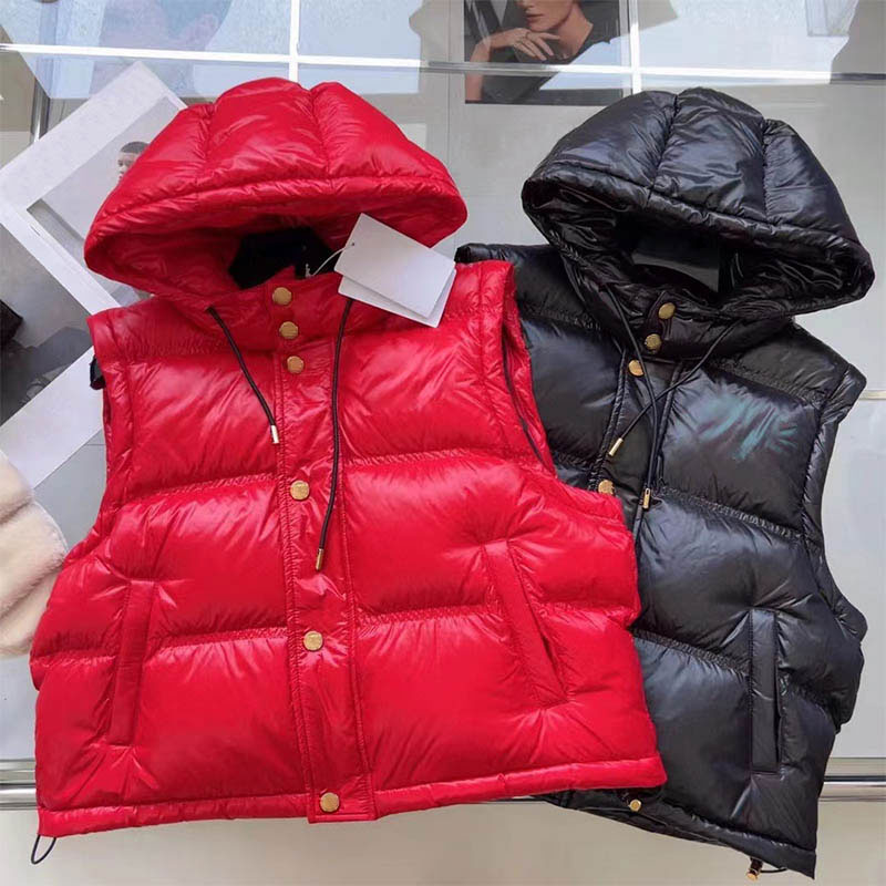 Womens Puffer Jackets Hooded Down Coat 22FW Female Cardigan Pokets Vest Parkas Fashion Casual Slim Top Zipped Jackets