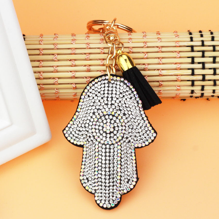 Porte-clés créatif avec perceuse à main de Fatima, pendentif à la mode, pompon, sac en diamant, porte-clés de voiture, bijoux, accessoires, cadeau