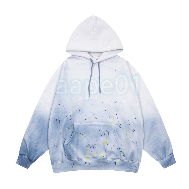 High Street Men Womens Gradient Hoodies Designer Mens Hand-painted Print Sweatshirts Fashion Couples Fleece Hooded Hoodie Size S-XL