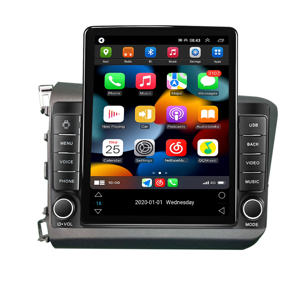 Lecteur vidéo multimédia Radio dvd de voiture pour Honda Civic 2012-2015 Android 11 CarPlay GPS Navigation 2 Din Autoradio