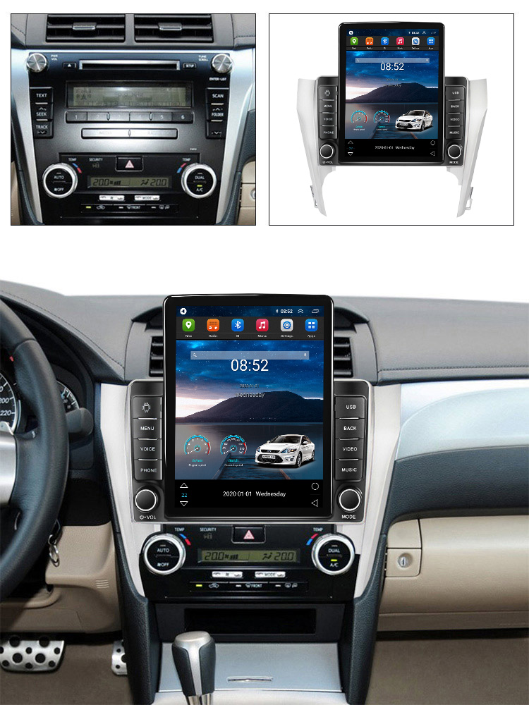 CAR DVD Radio Multimedia Stereo Player dla Toyota Camry 7 XV 50 55 2011 - 2014 Tesla Style Nawigacja wideo GPS 2DIN 2 DIN