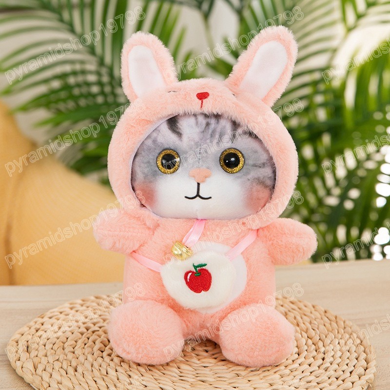 Creative 3D imprimé chat en peluche poupée Kawaii animaux en peluche Cosplay Dressing chats cloche cadeau d'anniversaire de noël pour les enfants