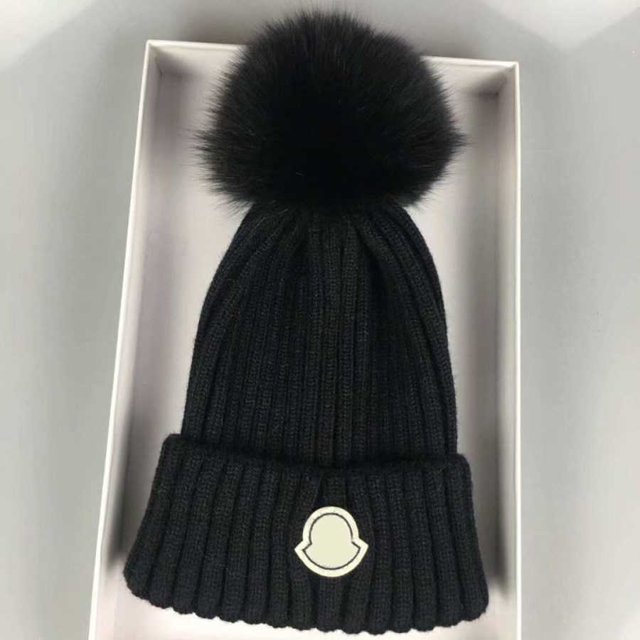 Designer vinter stickad mössa ullhatt kvinnor chunky stickad tjock varm faux päls pom mössor hattar kvinnliga motorhuven beanie caps 10 colo236k