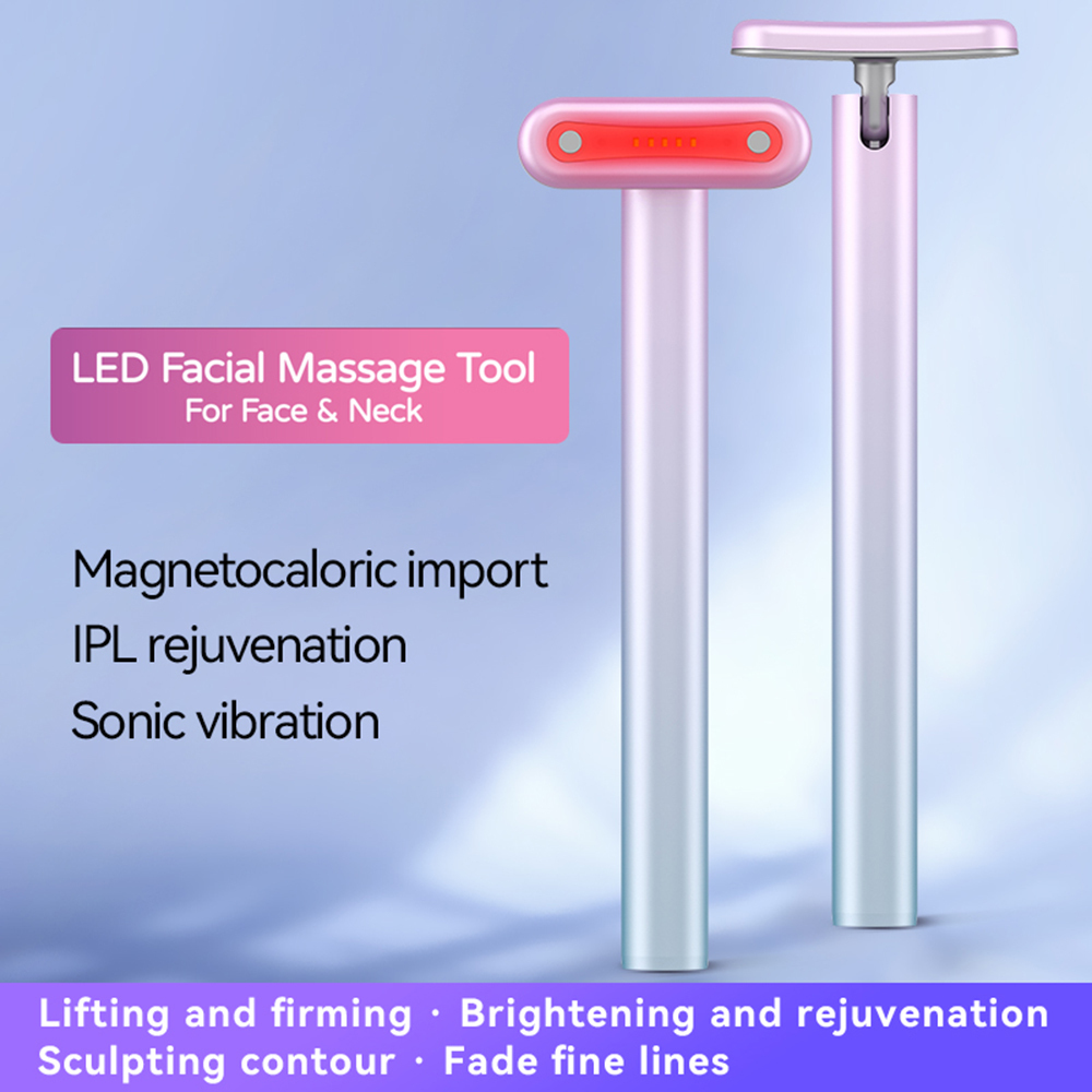 Face Massager 4 i 1 hudvårdsverktyg Röd ljusterapi för Neck EMS Mikroström Massage Anti Aging Skin Drawing Beauty Wand 22105855336