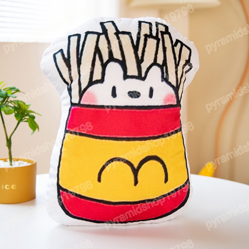 Kawaii dessin animé nourriture Hot Dog boule de riz lait Hamburger frites en peluche jouet en peluche gâteau oreiller coussin enfants jouet cadeau d'anniversaire