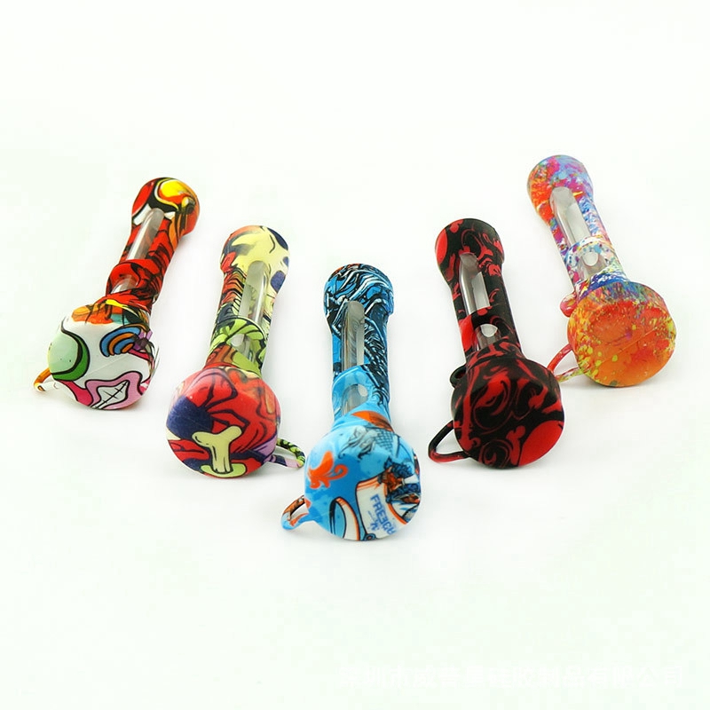 Colorful Silicone Protect Skin Thick Glass Filter Pipes Dry Herb Tobacco Preroll Horn Cigarette Holder Innovative Design Handpipes Smoking Tips Mouthpiece