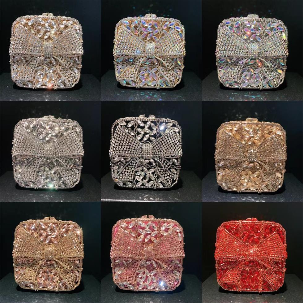 Ny Bowknot presentförpackning Lyxig Diamond Inlaid Dinner Party Handbag ZD0019