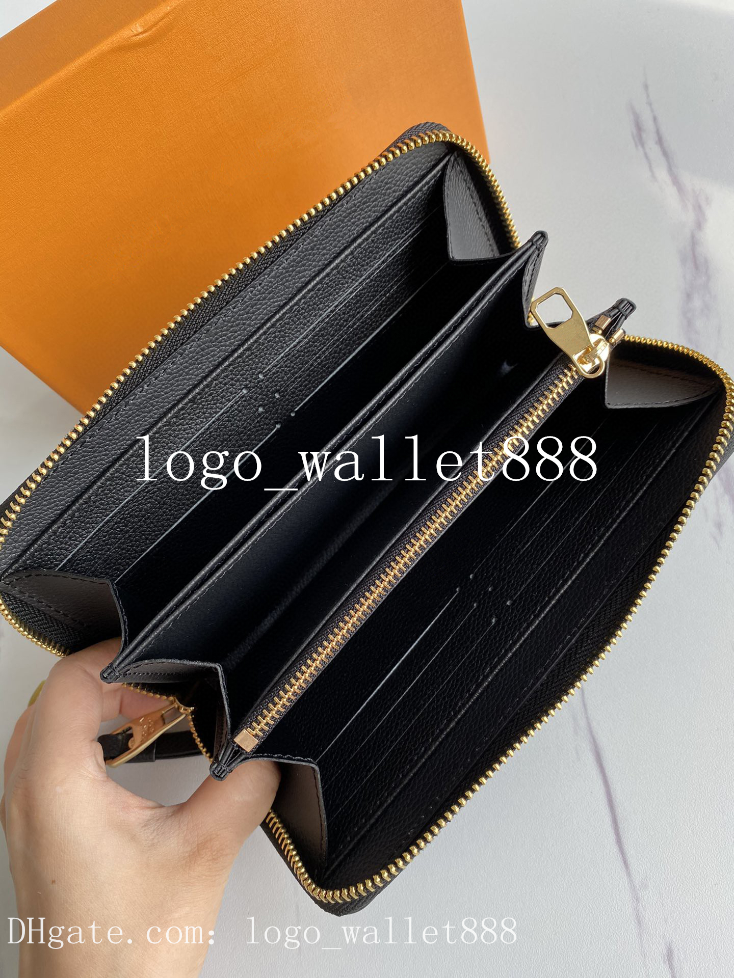 Women wallet card holder Single zipper WALLET stylish way to carry around money cards coins with box Fashion classical men leather275a