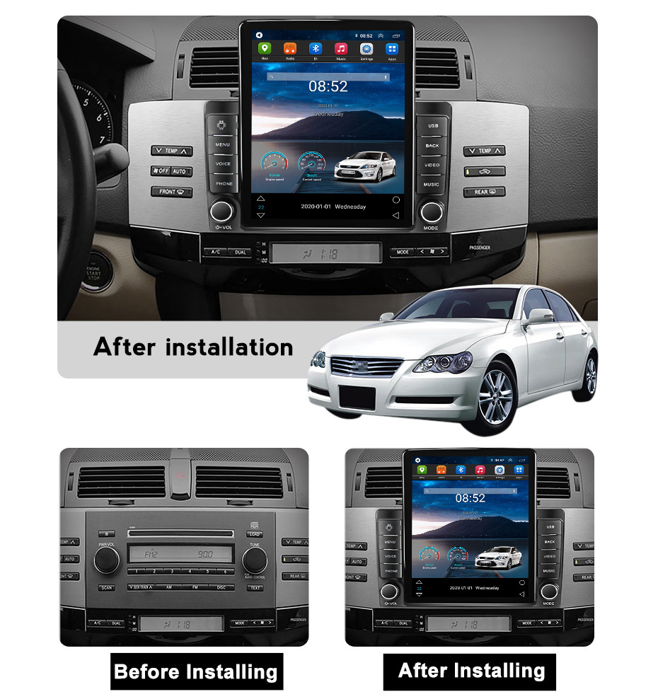 TESLA STELE Player DVD Radio Radio Multimedia Android 11 dla Toyota Mark x 1 x120 2004 - 2009 Carplay Auto GPS 2DIN