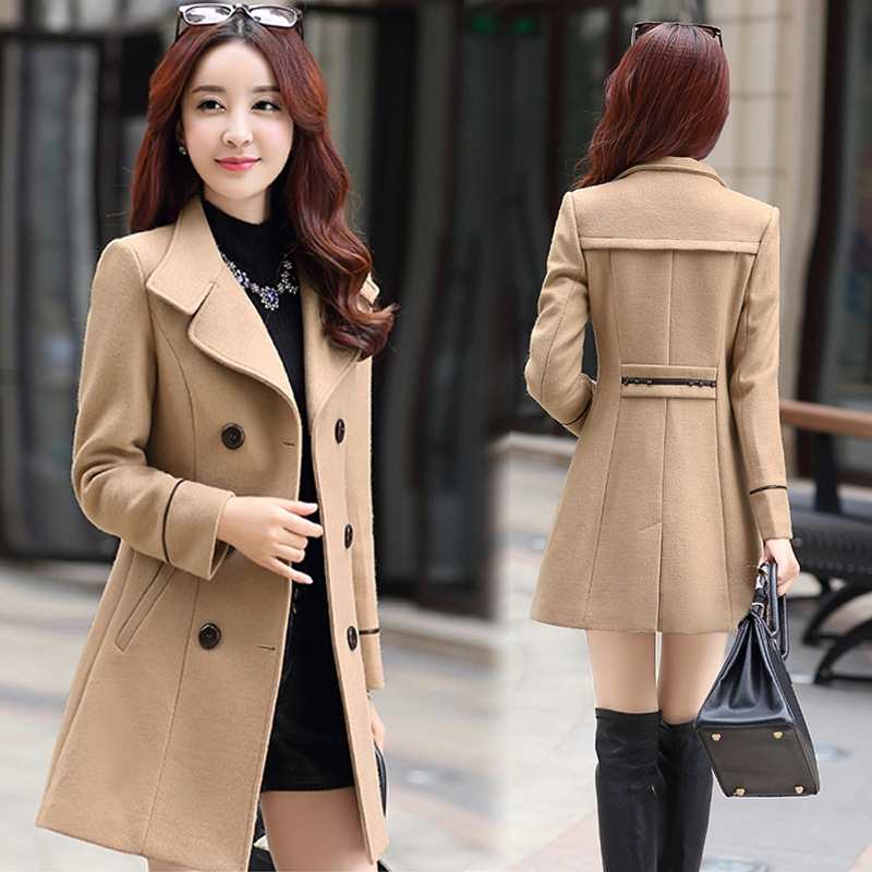 Autumn Winter Wool Jacket Womens Roupeding Comprimento médio de lã casacos finos selvagens elegantes coreanos de roupas coreanas