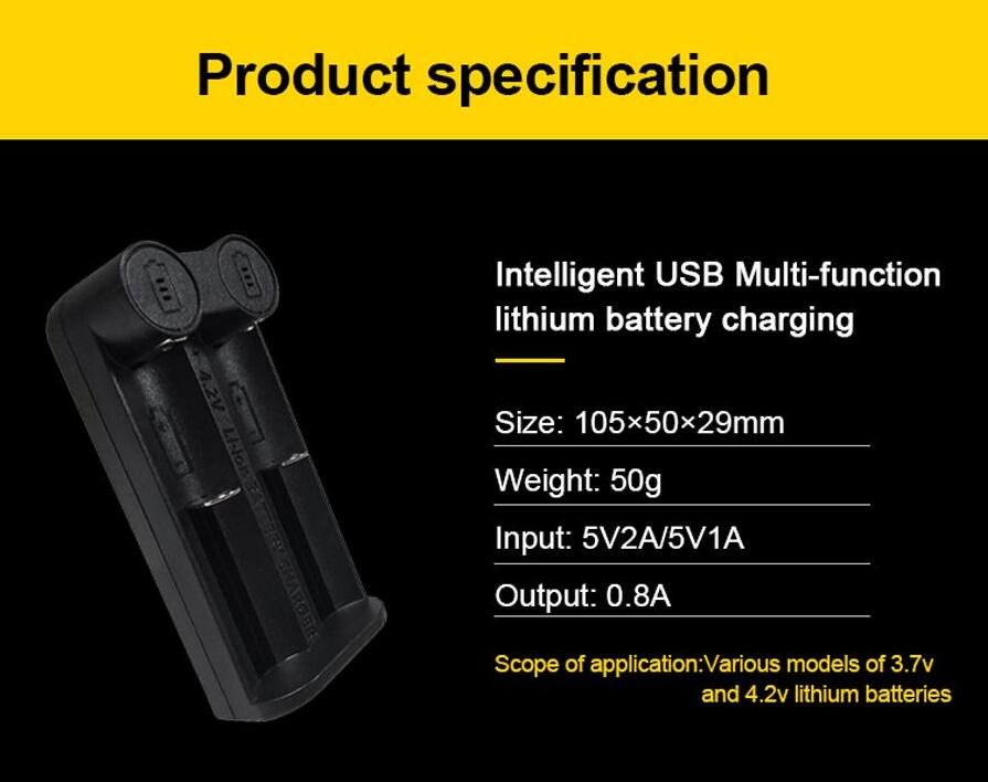 18650 chargeur de batterie charge intelligente 2 emplacements pour 3.7V 26650 18350 32650 21700 26700 26500 batteries rechargeables Li-ion Charge C1 C2