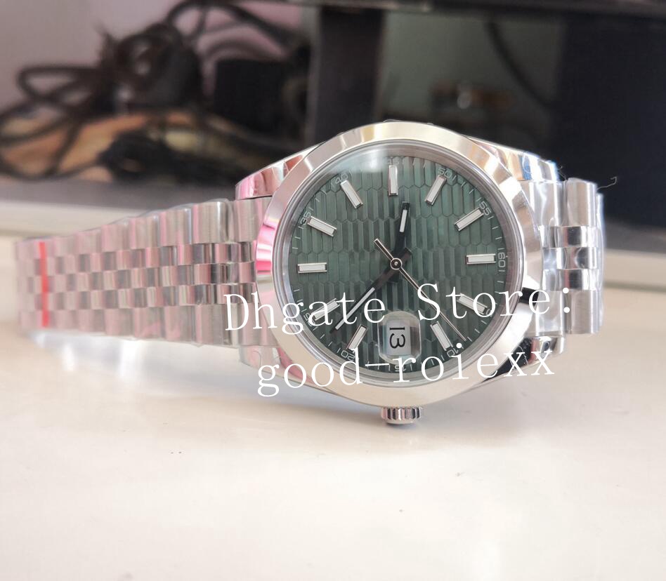 Business Watches Men Automatic 2836 Watch Men's 41mm Wimbledon BP Jubilee Armband Date Mechanical 2824 Pit Pattern Mint Gree258b