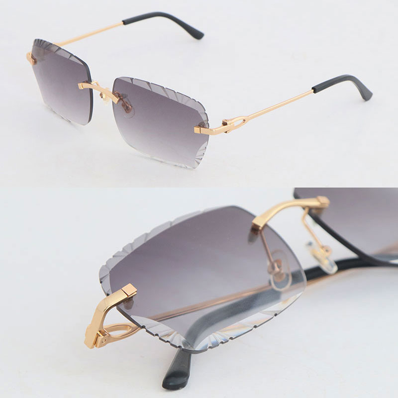 Última moda metal sem aro CF6G52CF óculos de sol homem mulheres designer diamante corte óculos de sol proteção ao ar livre design ouro sungla2110