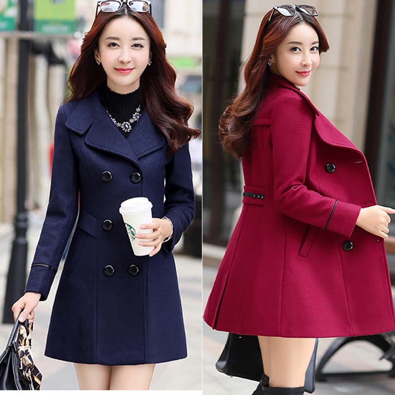 Autumn Winter Wool Jacket Womens Roupeding Comprimento médio de lã casacos finos selvagens elegantes coreanos de roupas coreanas