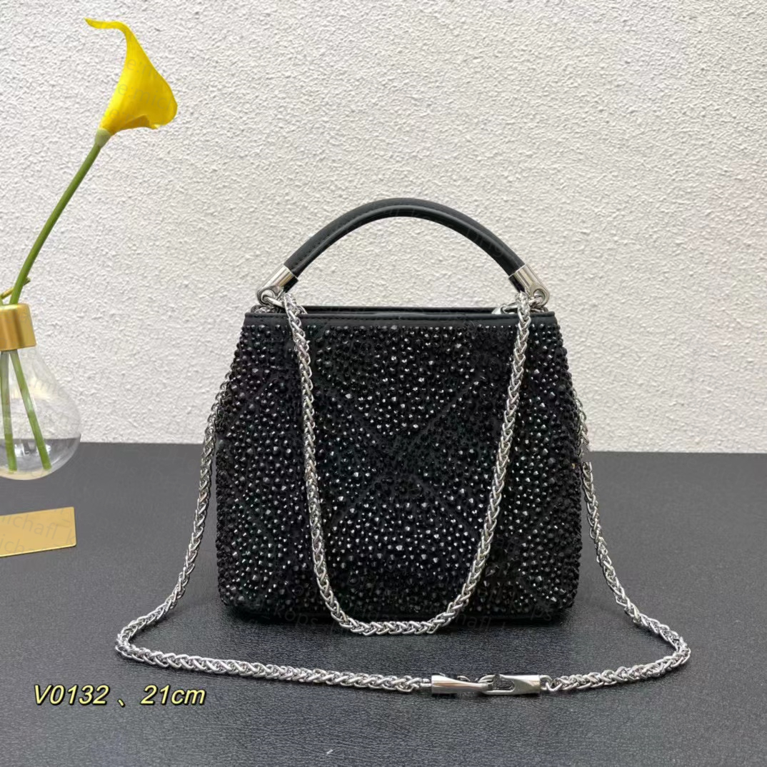 7a Top Crystal Bag Valen Tote Women Bag stor kapacitet Diamond-Inset Shoulder Bag Ny Suede Luxury Designer Brand Cross-body