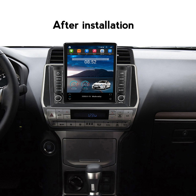 CAR DVD Radio Multimedia Video Player Android 11 för Toyota Land Cruiser Prado 150 2017 - 2018 Tesla Style Navi Stereo GPS BT