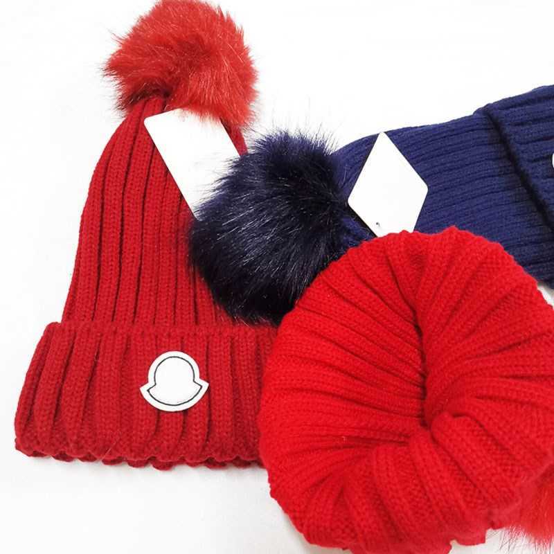 Designer Winter Knitted Beanie Woolen Hat Women Chunky Knit Thick Warm faux fur pom Beanies Hats Female Bonnet Beanie Caps 10 colo181I