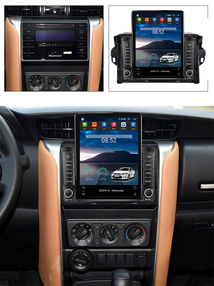 Lecteur dvd stéréo de voiture Android 11 pour Toyota Fortuner 2 2015 - 2020 Tesla Style multimédia vidéo Navigation GPS 2din BT