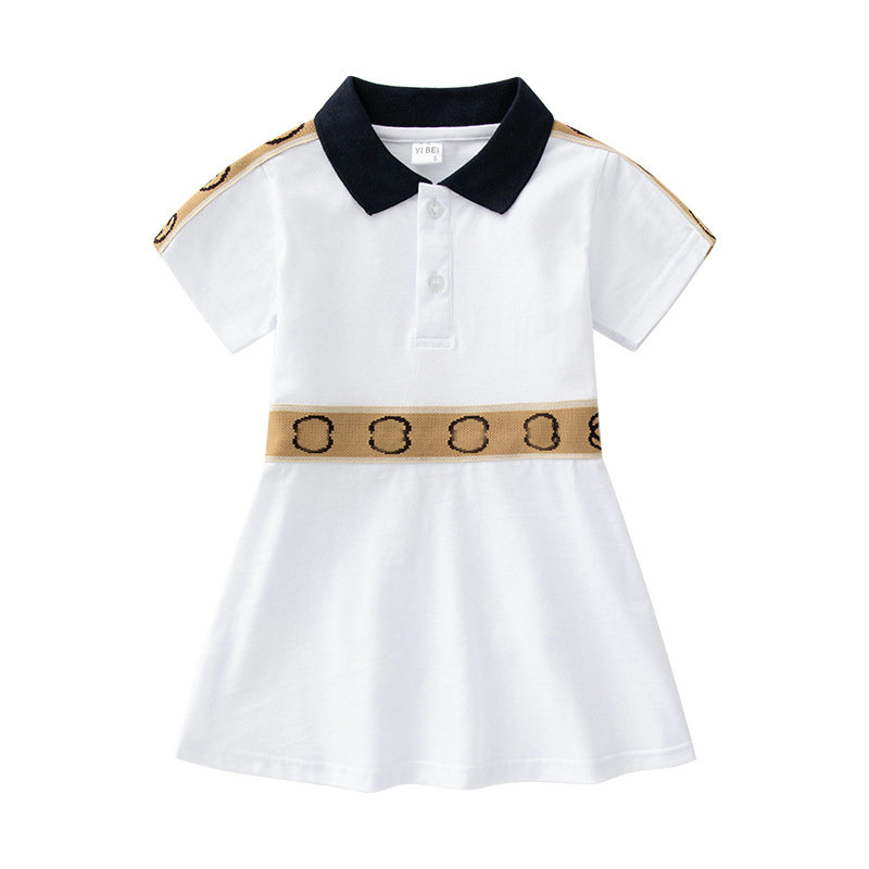 Girls Dress Short Sleeve Summer Fashion Cotton Solid Dress Toddler Girl Outfits Children Clothing 1-6years Old