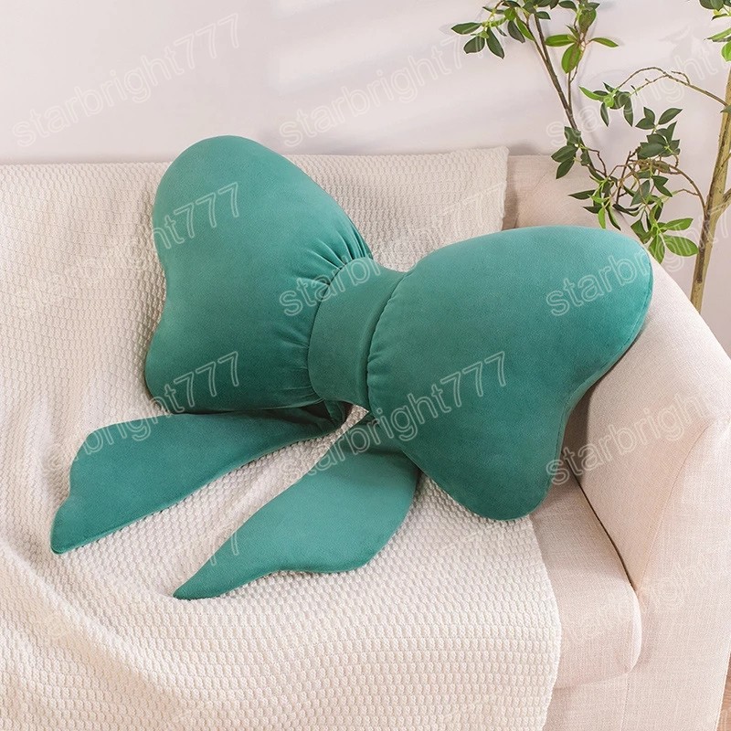 Oreillers en peluche nœud papillon rouge/vert mode grand arc oreiller en peluche maison coussin doux décoratif pour les femmes chambre d'enfants