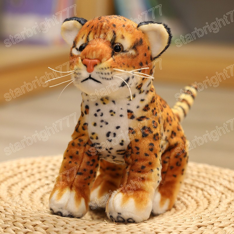 25 cm Lebensechte Tiger Leopard Plüschtiere Weiche Wilde Tiere Simulation Brauner Löwe Puppe Kinder Kinder Jungen Geburtstagsgeschenke