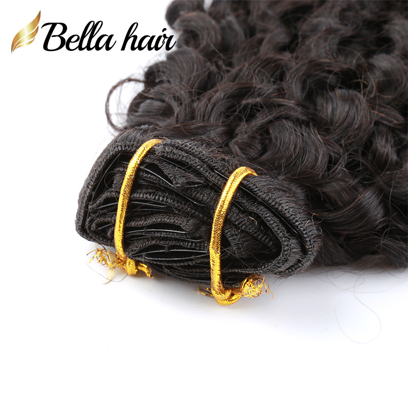 Clip droit dans les extensions de cheveux de cheveux humains par ensemble avec 18 clips double trame couleur noire naturelle pour les femmes 11A qualité pleine cuticule Remy Deep Curly Body Wave