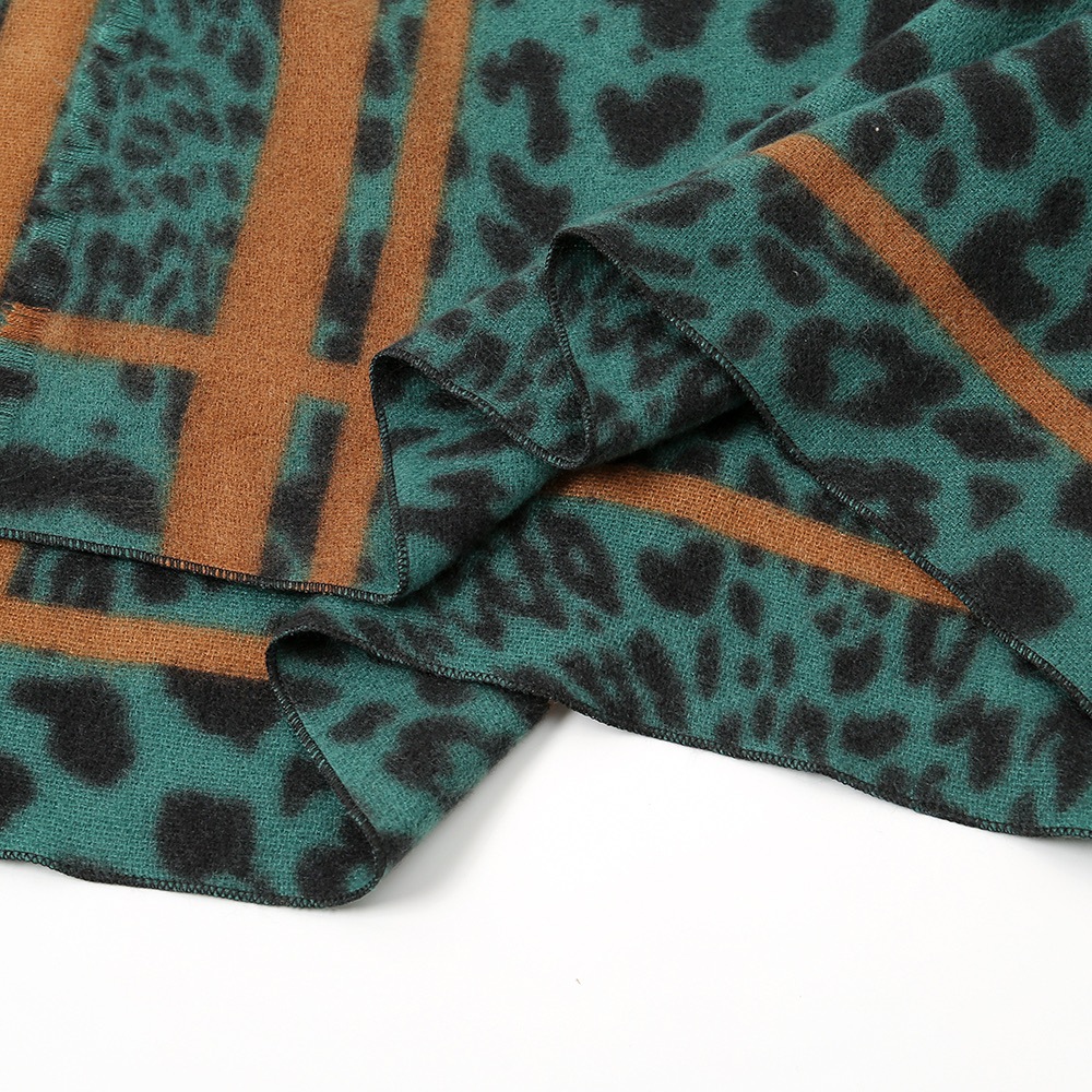 Femmes Leopard Imprim￩ ￩charpes chaudes pour les filles d'hiver enveloppements sauvages imitation en laine tournure