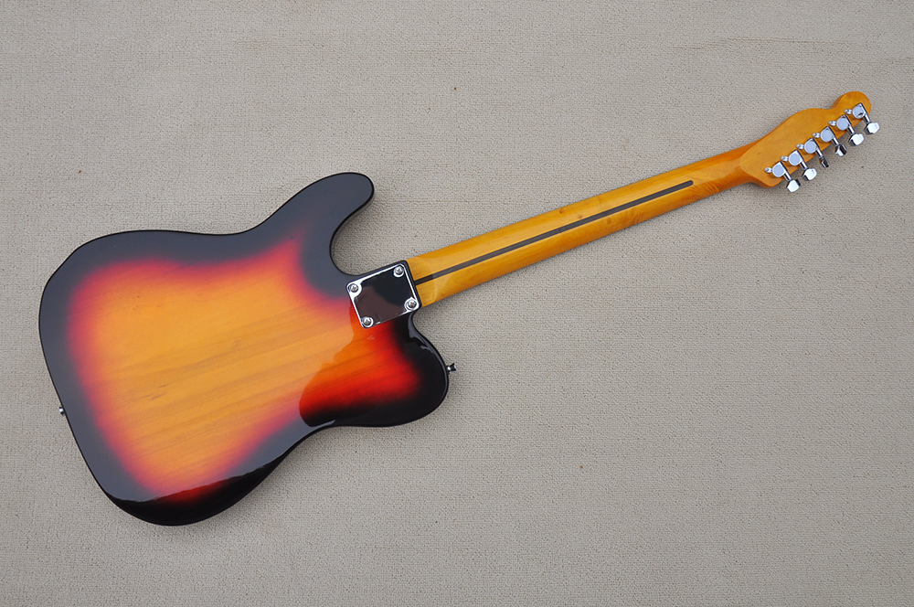 Guitarra eléctrica de fábrica de fábrica con estallido solar con fretardio de palowood Maple Neck System Chrome Hardware se puede personalizar