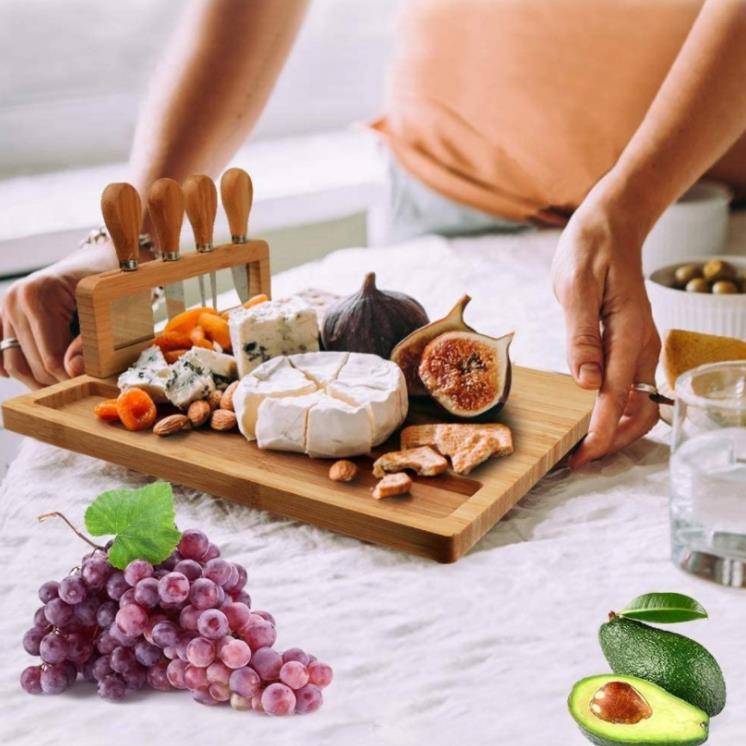 Large Bamboo Cheese Charcuterie Board Chopping Blocks with Cutting Tool Ideal Gift Kitchenware SN6849