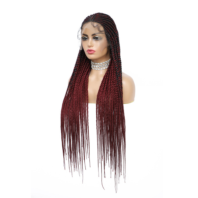 HD LACE Front Box fl￤tade dreads peruker syntetiska remy h￥r peruk som ser verklig 36 tum a12345