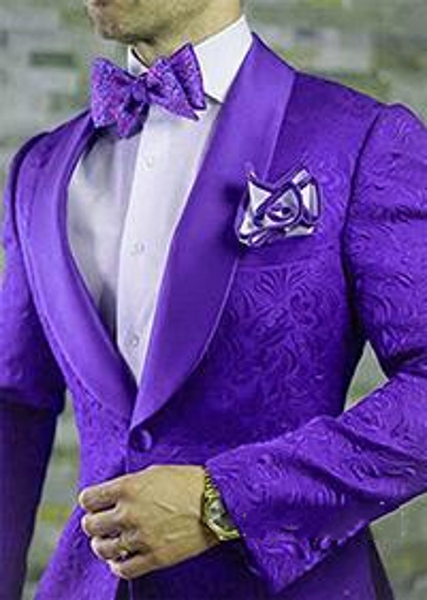 Royal Blue Butterfly Jacquard Groom Tuxedos Embossed Three-dimensional Pattern Men's Blazer Suits Wedding Dress Prom Clothing Multi-color optional