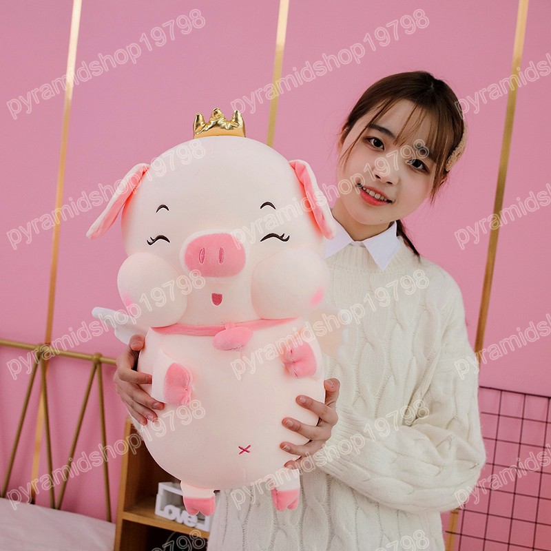 30-50cm porco kawaii com brinquedo de pel￺cia de coroa bonecas de animais de pel￺cia macia para crian￧as presentes de meninas Toys Birthday Home Decor