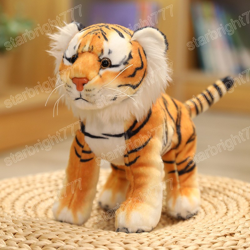 25 cm Lebensechte Tiger Leopard Plüschtiere Weiche Wilde Tiere Simulation Brauner Löwe Puppe Kinder Kinder Jungen Geburtstagsgeschenke