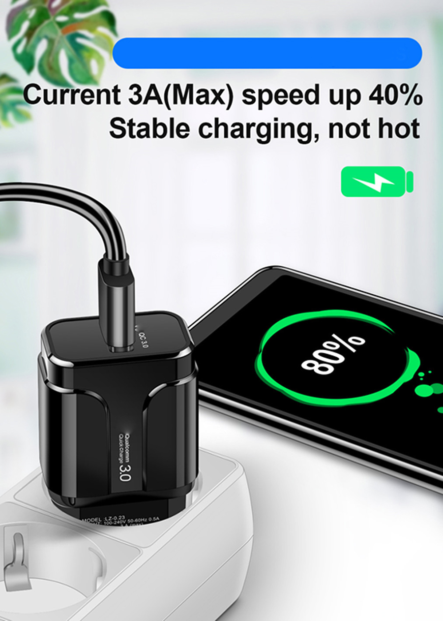 18W QC 3.0 Chargeur mural Téléphone Adaptateur USB 3A Charge rapide pour iPad Iphone Samsung Xiaomi Android