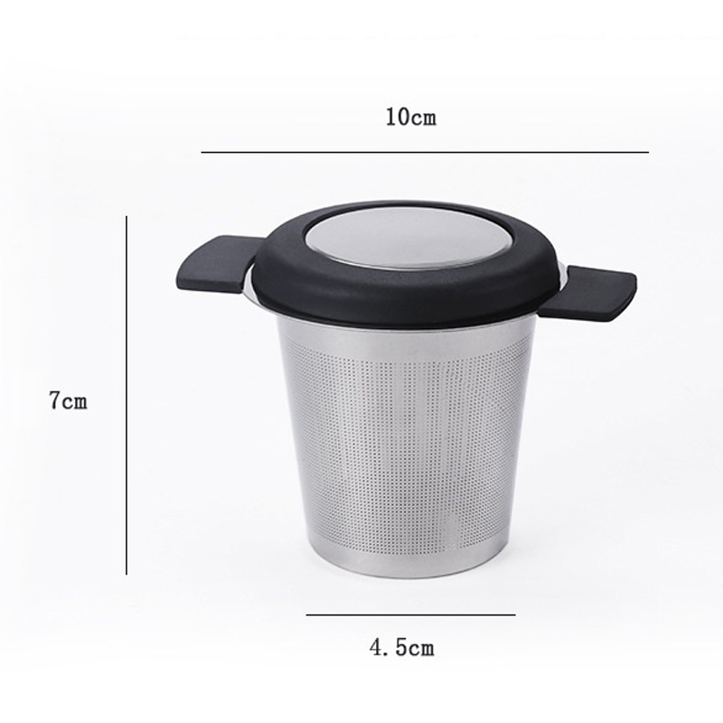 Infusore tè riutilizzabile in acciaio inox Cestello tè a maglia fine Filtro tè con manici Coperchio Filtri caffè e tè LX5212