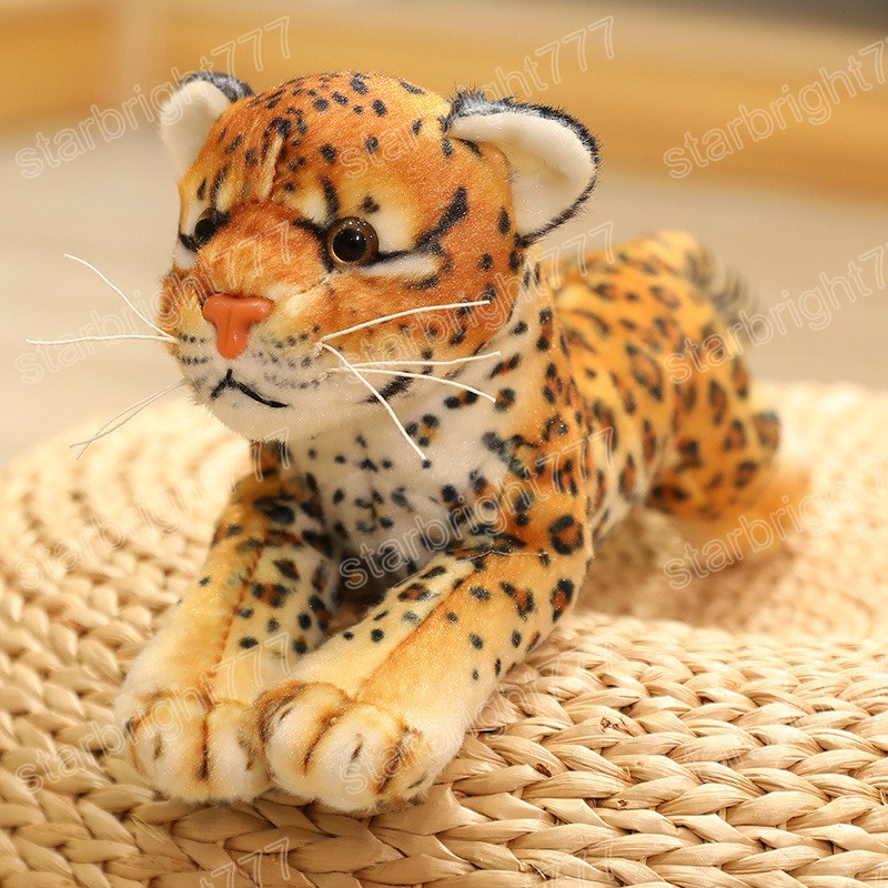 25 cm Lebensechte Tiger Leopard Plüschtiere Weiche Wilde Tiere Simulation Brauner Löwe Puppe Kinder Kinder Jungen Geburtstagsgeschenke