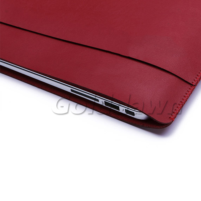Estojo Retina de luxo Bolsa de dois andares com bolso para bolsas de laptop Capa protetora de couro PU para Apple MacBook air 11 12 13 15 polegadas