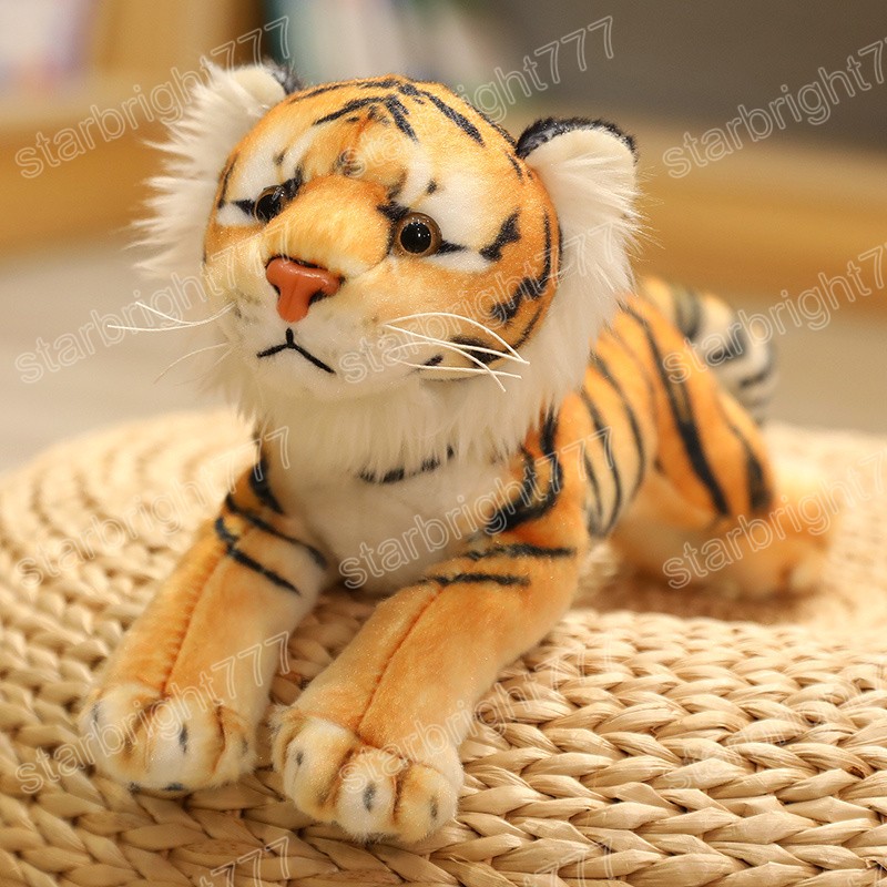 25 cm Lebensechte Tiger Leopard Plüschtiere Weiche Wilde Tiere Simulation Brauner Löwe Puppe Kinder Kinder Jungen Geburtstagsgeschenke