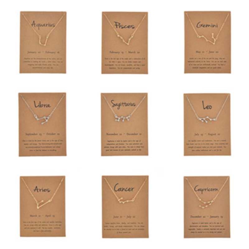 12 Constellation Zodiac Collier Horoscope Signe Zircon Bijoux Étoile Galaxie Balance Astrologie Femmes Collier Cadeau avec Carte de Détail