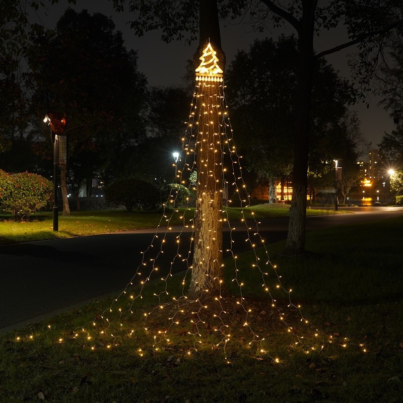 Luzes de corda de árvore de natal Alteração da cor 8 modos Christmas Topper Star Fairy Twinkle Light US UE Plug