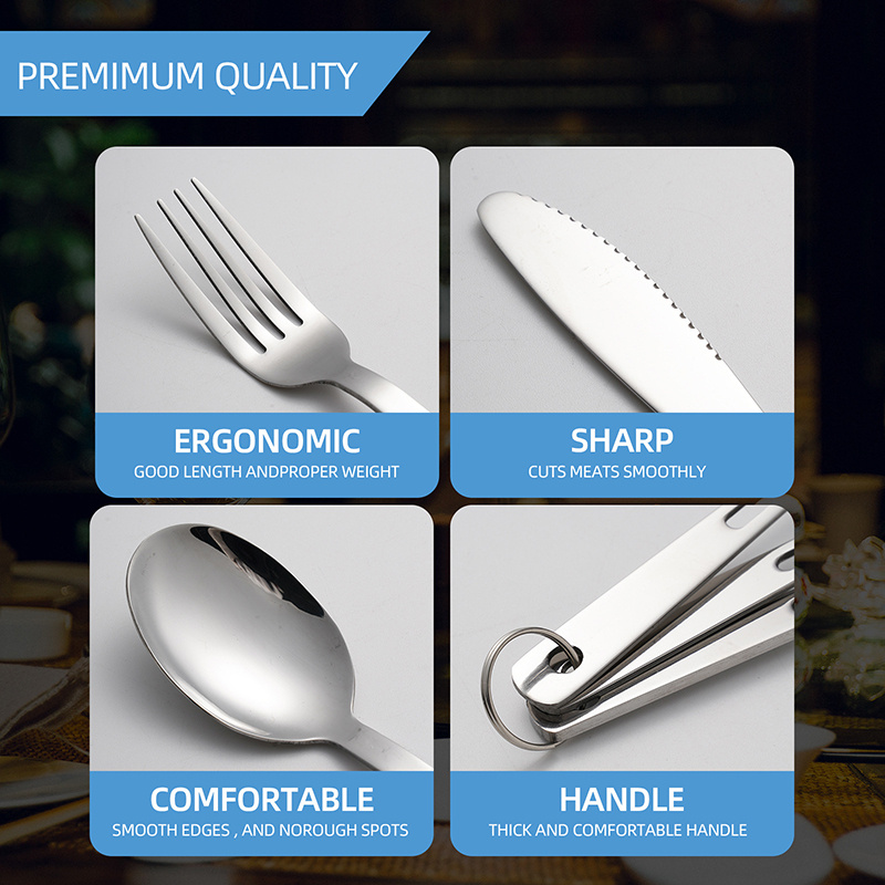 Taşınabilir Çatal Teşheri Seti Paslanmaz Çelik Silverware Spoons Çatallar ve Bıçak Kitleri Seyahat için