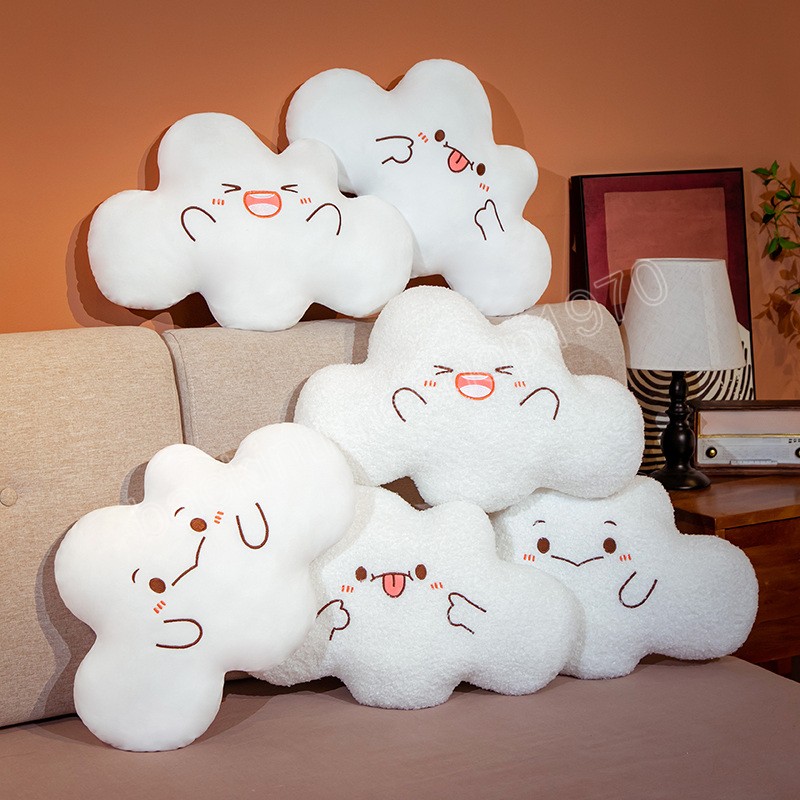 kawaii 슈퍼 부드러운 흰색 구름 봉제 봉구 박제 하늘 구름 모양의 쿠션 장난감 여성용 의자 방 장식 선물