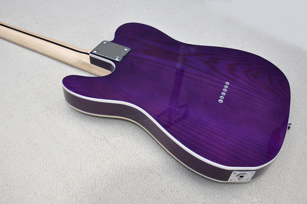 La guitarra el￩ctrica p￺rpura personalizada de f￡brica con el diapas￳n de malet￭n de arce se puede personalizar el cuerpo de cenizas