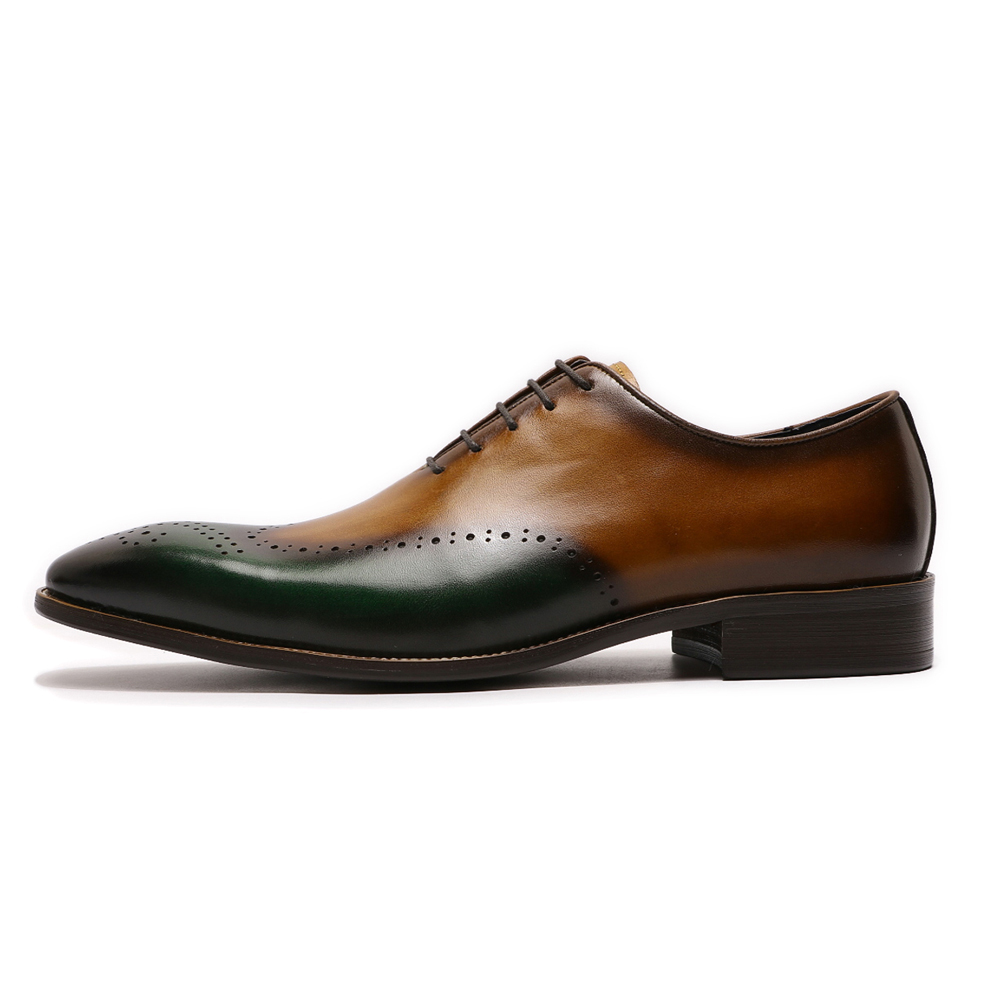 Wielki rozmiar 13-15 męski Wingtip Oxfords Buty oryginalne włoskie włoskie ślubne buty buty greencamel biznesowe buty