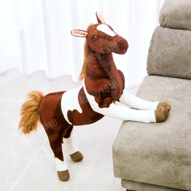 30-50 CM Simulation Noir Blanc Cheval En Peluche Jouets Réaliste Animal Sauvage Poupée Enfants Enfants Anniversaire Cadeaux De Noël