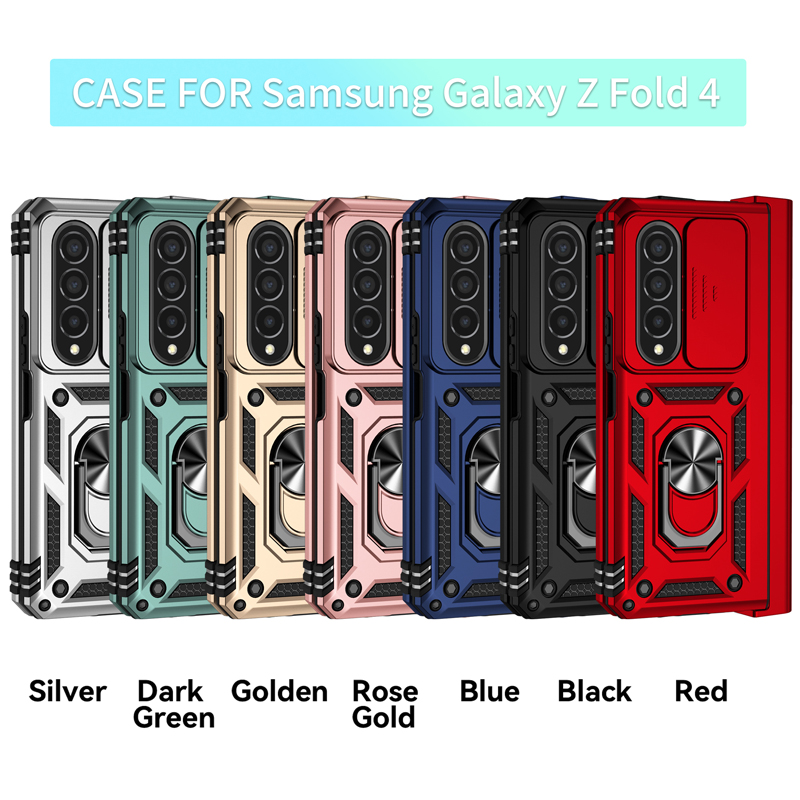 Para Samsung Galaxy Z Fold 4 Fold 5 Folding Phone Case Armor Shockproof Lens Protection Stand Holder Back Cover