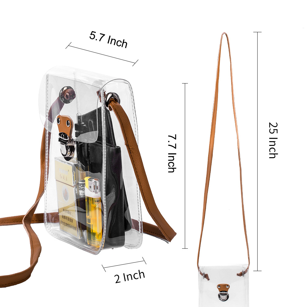 Kadınlar Temiz Crossbody Çanta Cep Telefon Çantası Küçük Cüzdanlar Spor Etkinlik Konser Festivali İçin Şeffaf Cüzdanlar