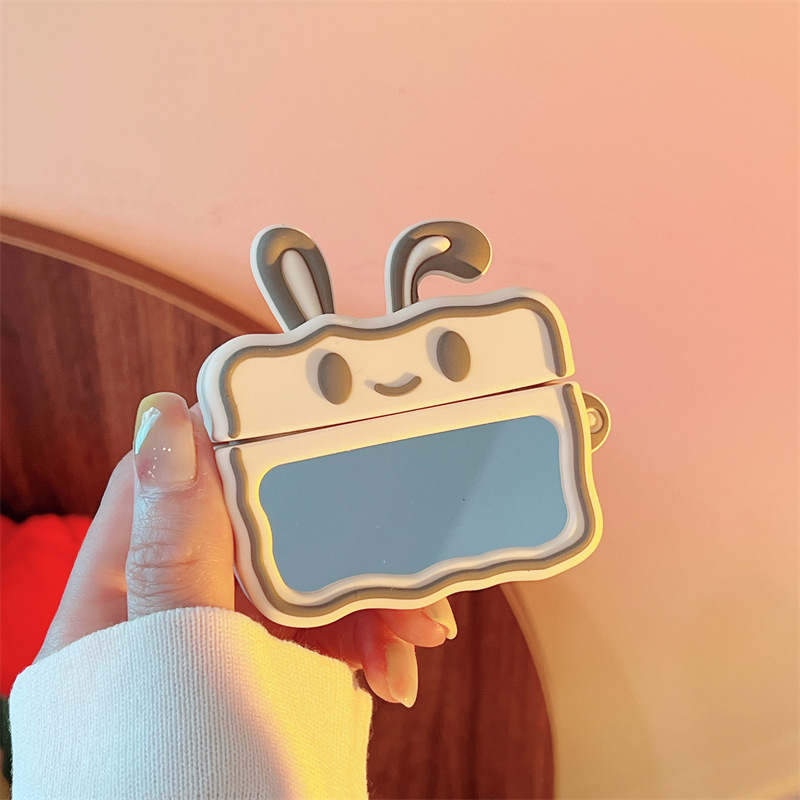 Estetisk spegel Kiyowo Rabbit Designer Skyddsfodral f￶r AirPods 1 2 Pro Air Pods Airpod Earphone 3 Solid Headphone Charging Box Fashion Cute Soft Shell